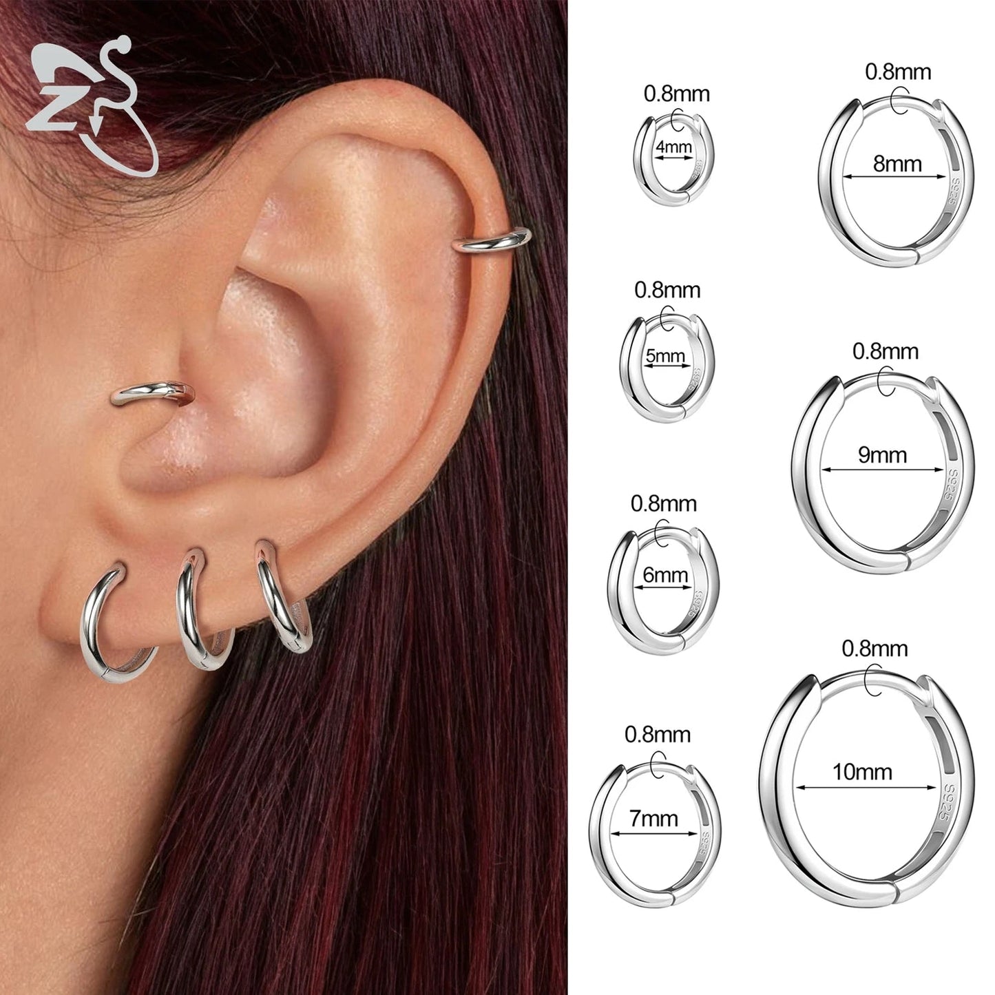 Summer / 925 Sterling Silver Hoop Earring - Helix Cartilage Rook Piercings von Color Compass – perfekt für deine Season Ohrring